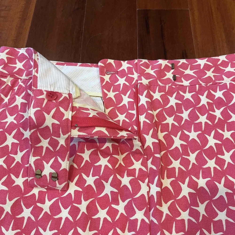 J.Crew Pink White Skirt Star Starfish Pattern Cotton Lightweight Mini Short Sz 8